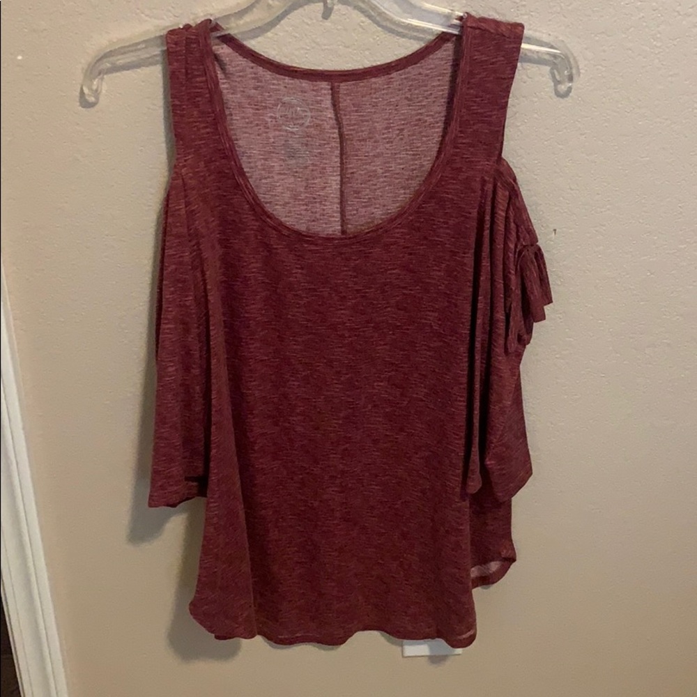 Pink Off-the-shoulder shirt